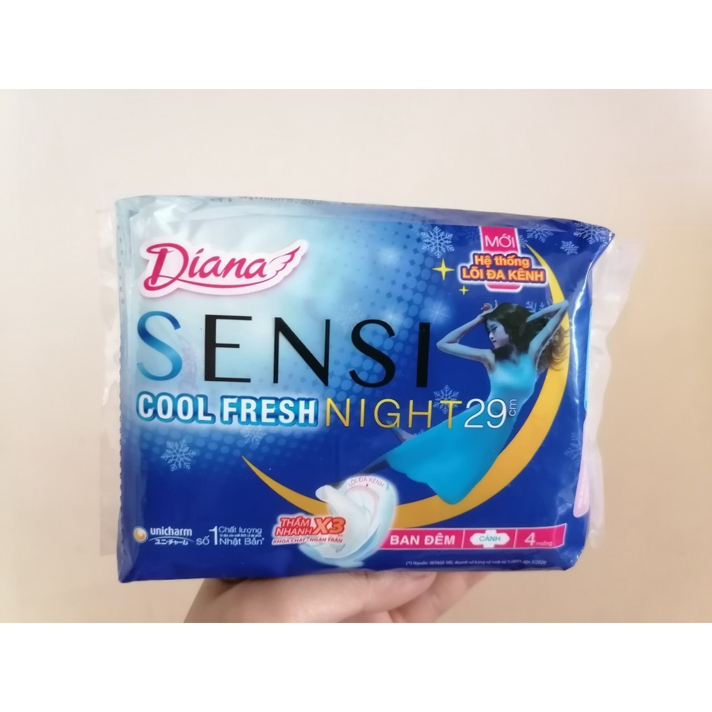 Băng vệ sinh ban đêm Diana Sensi Cool Fresh Mát Lạnh 29cm 4 miếng