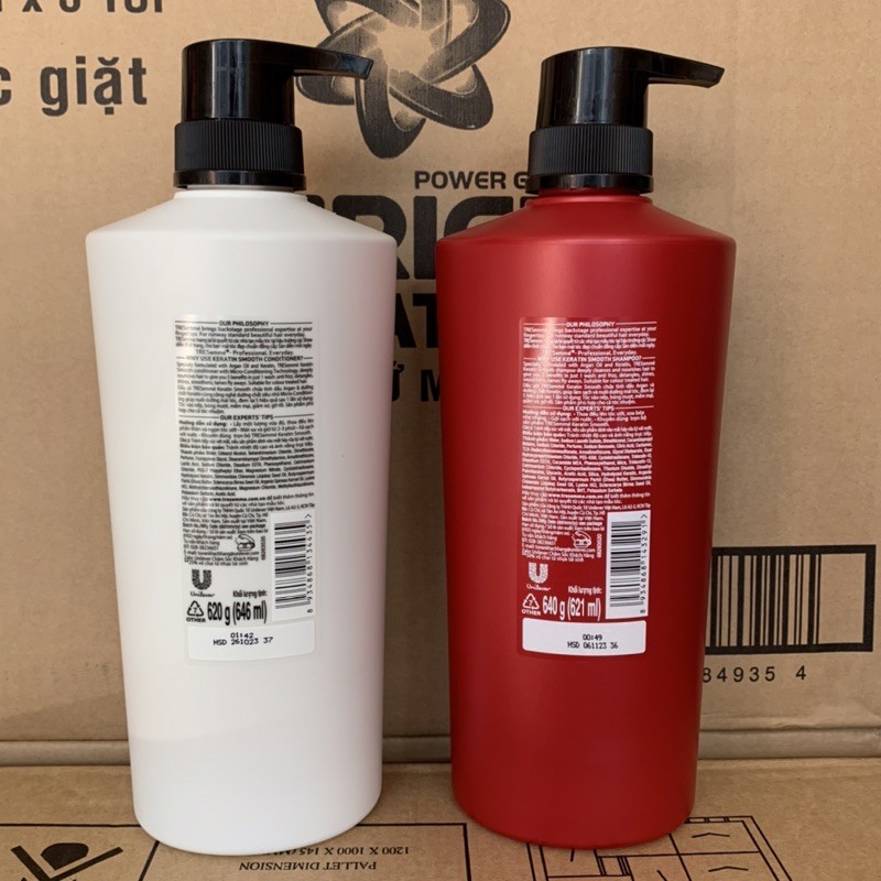 Combo gội 640g + xả 620g TRESemme Keratin Smooth Tinh dầu Argan và Keratin vào nếp suôn mượt | BigBuy360 - bigbuy360.vn