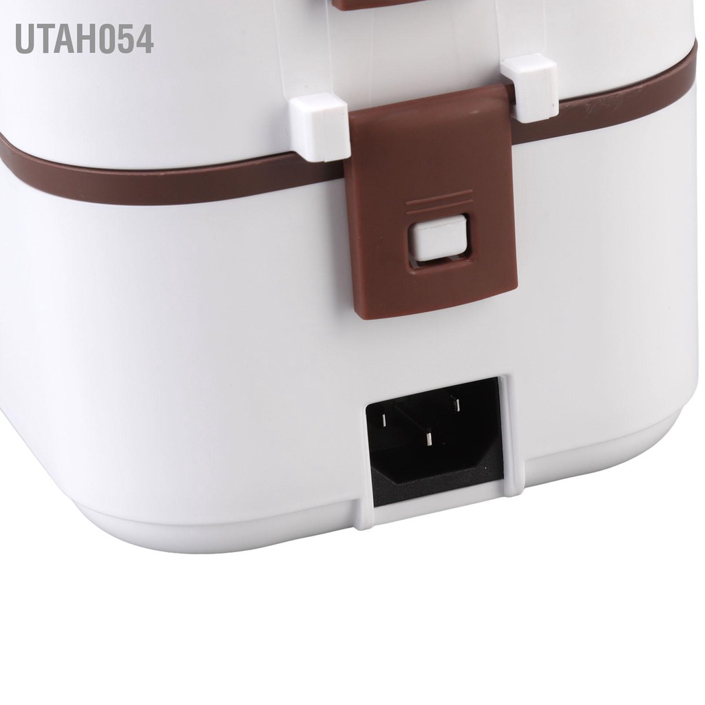 Utah054 Hộp cơm điện Tay cầm di động Dung tích 0.8L Hai lớp 20 phút Làm nóng nhanh Hâm thức ăn có thể xếp gọn