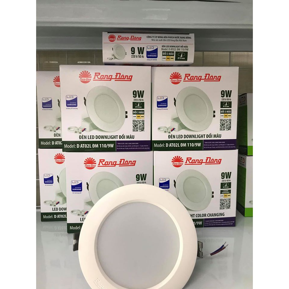 [CHÍNH HÃNG] Đèn LED âm trần đổi màu 9W khoét lỗ 110mm Rạng Đông, vỏ nhôm đúc, cánh tản nhiệt - SAMSUNG chipLED
