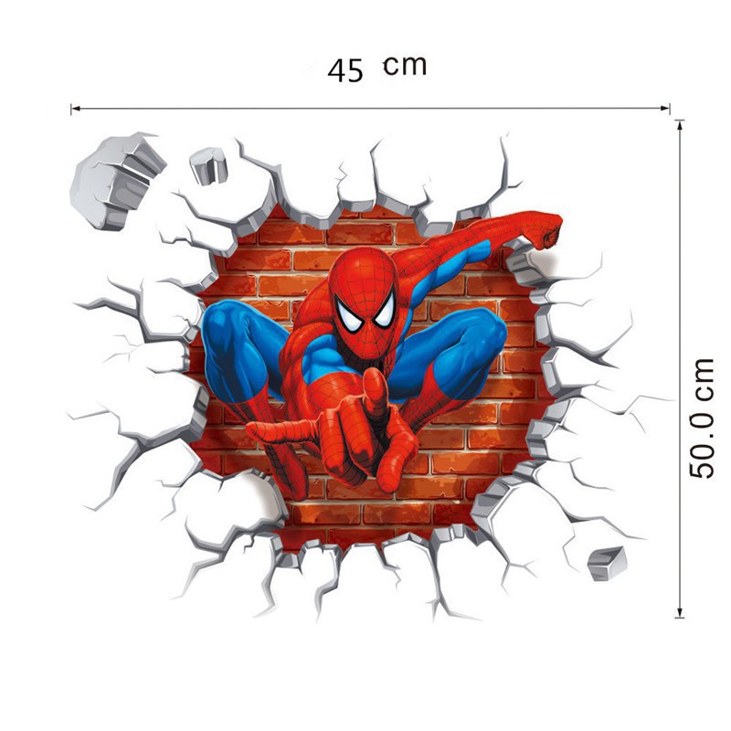 Hình dán 3D họa tiết người nhện trang trí tường