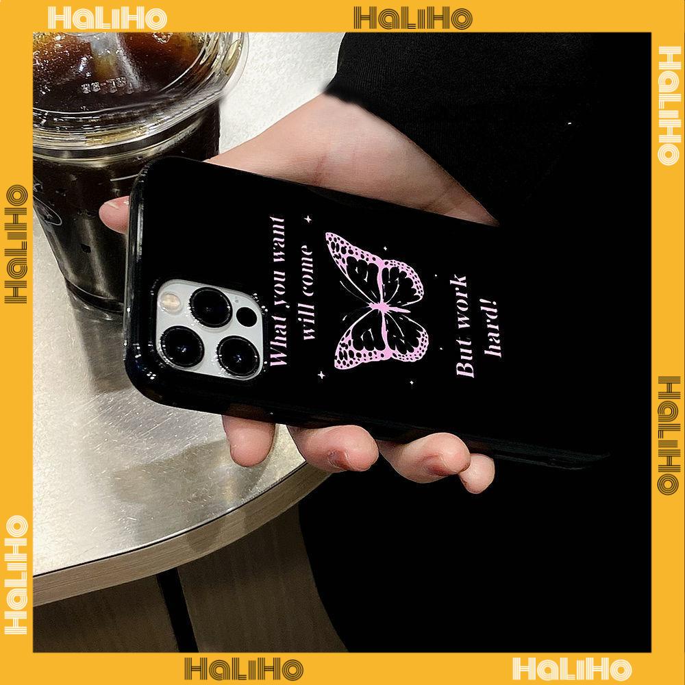 iPhone Case Silicone Soft Case Black TPU Glossy Big Hole Camera Protection Shockproof Pink Butterfly For iPhone 13 Pro Max iPhone 12 Pro Max iPhone 11 Pro Max iPhone 7Plus