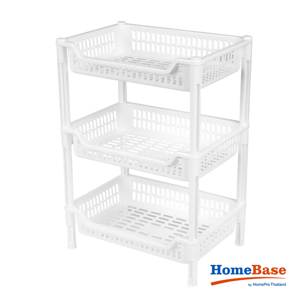 HomeBase JCJ Giá 3 tầng bằng nhựa 2202/3 Thái Lan W40xH56xD28cm màu trắng