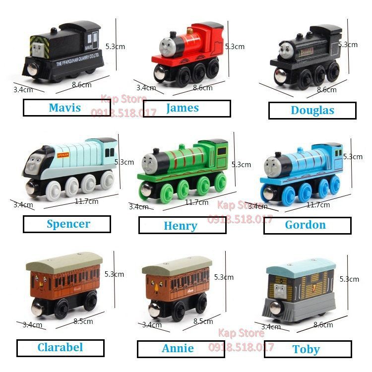 [G01] Bộ sưu tập đầu kéo xe lửa Thomas, sản phẩm chơi cùng đường ray xe lửa gỗ S009