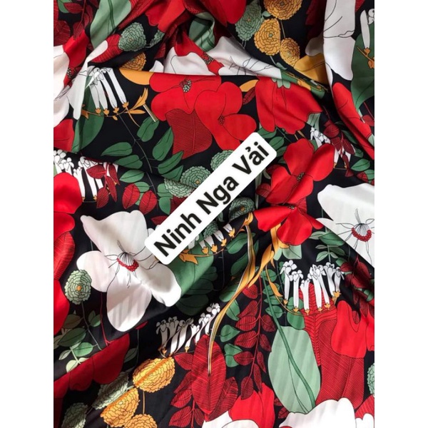 Vải lụa satin hoa