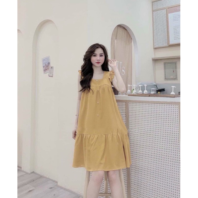 váy bầu chất lụa hàn cánh tiên sang chảnh thoải mái