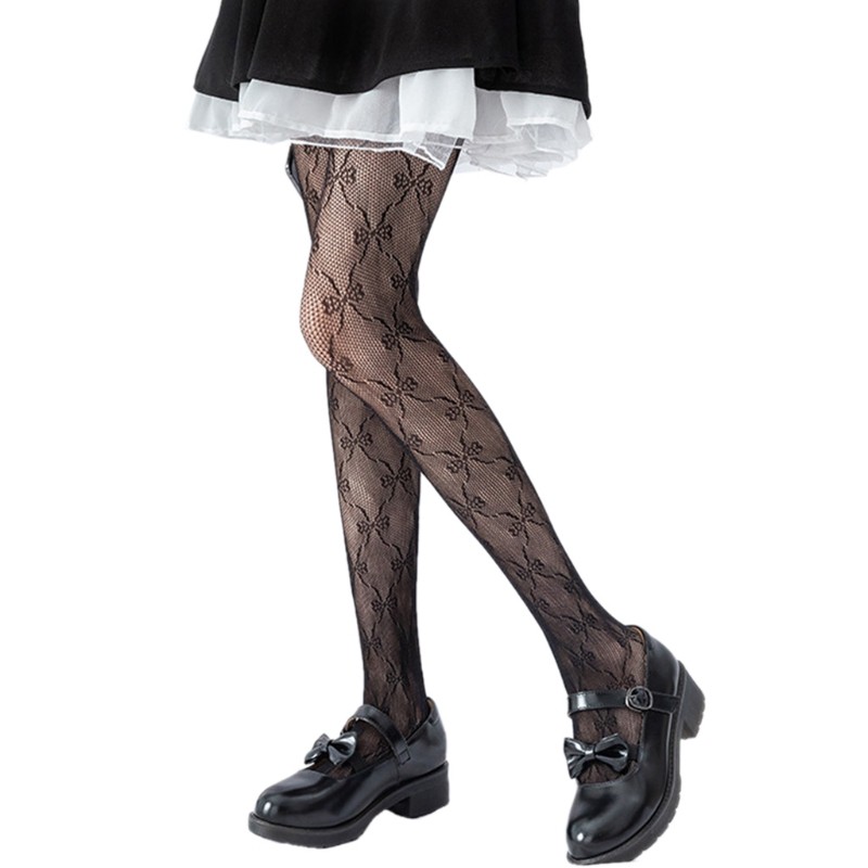 Quần tất lưới họa tiết nơ phong cách Lolita dễ thương cho nữ