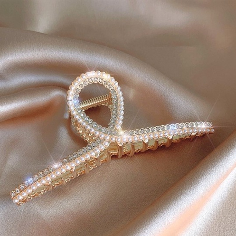 Kẹp tóc Đính Hạt kim loại cỡ lớn phong cách hàn quốc xinh xắn cho nữ