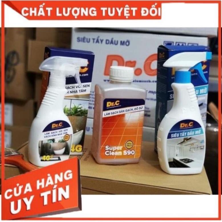 Combo 3 món Tẩy dầu mỡ,  tẩy cặn canxi vách kính và tẩy bồn cầu làm sạch nền gạch