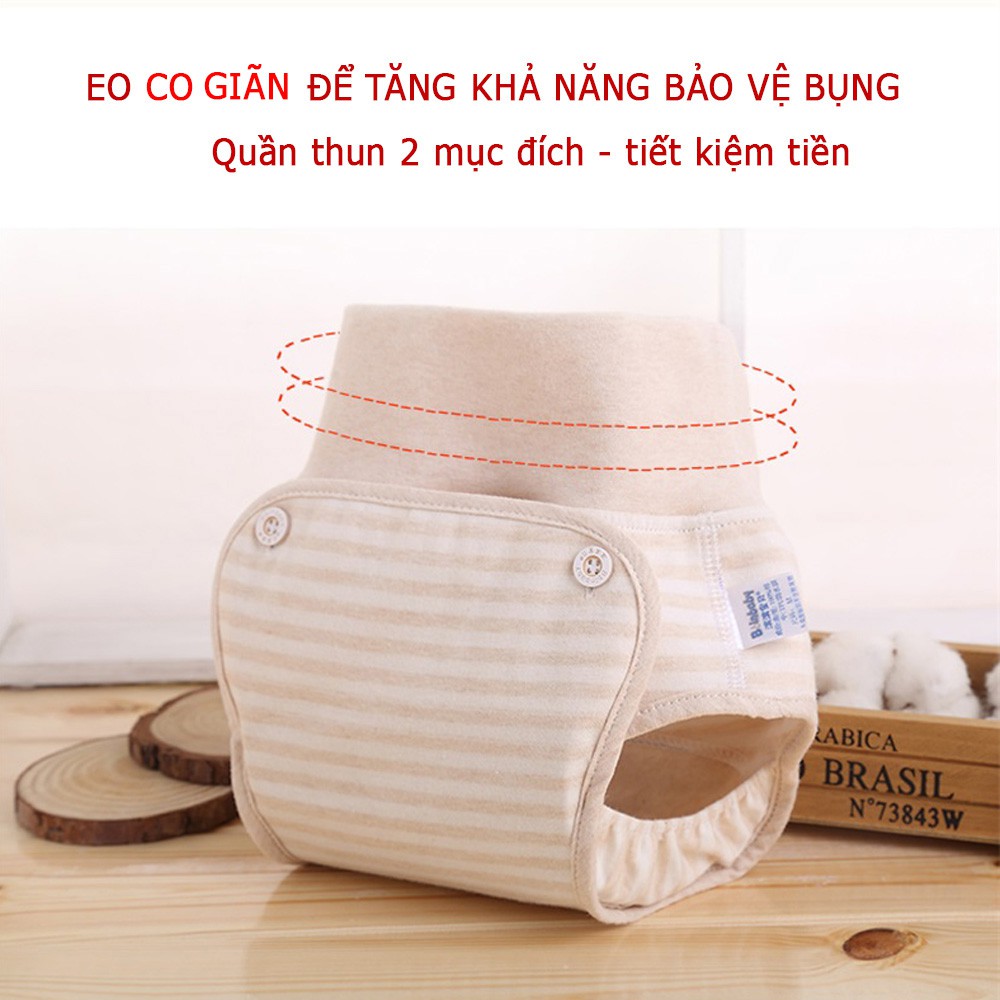 Quần tã vải cotton Bear Baby chống thấm, chống hăm cho bé sơ sinh, bỉm tã cạp cao size S,M, L