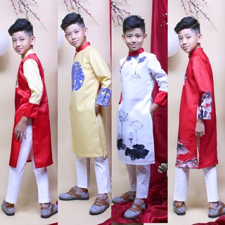 Áo dài trẻ em nam tphcm hàng thiết kế đẹp cho bé trai từ 1-12 tuổi để đi chơi và đi tiệc hay biểu diễn - JADINY