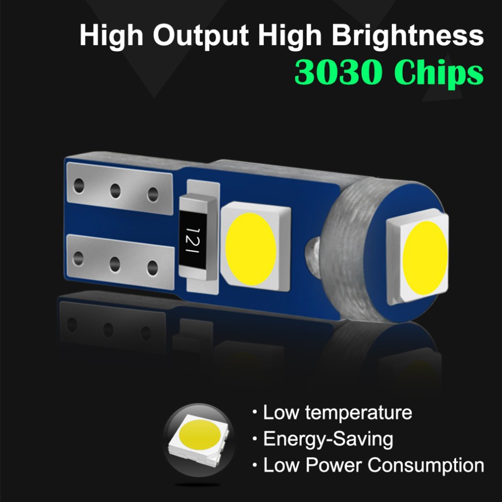 1 Bóng Đèn Led T5 W3W W1.2W 3SMD 3030 Đèn LED nêm ánh sáng nội thất xe hơi Đèn trang trí trên xe ô tô Đèn đồng hồ đo