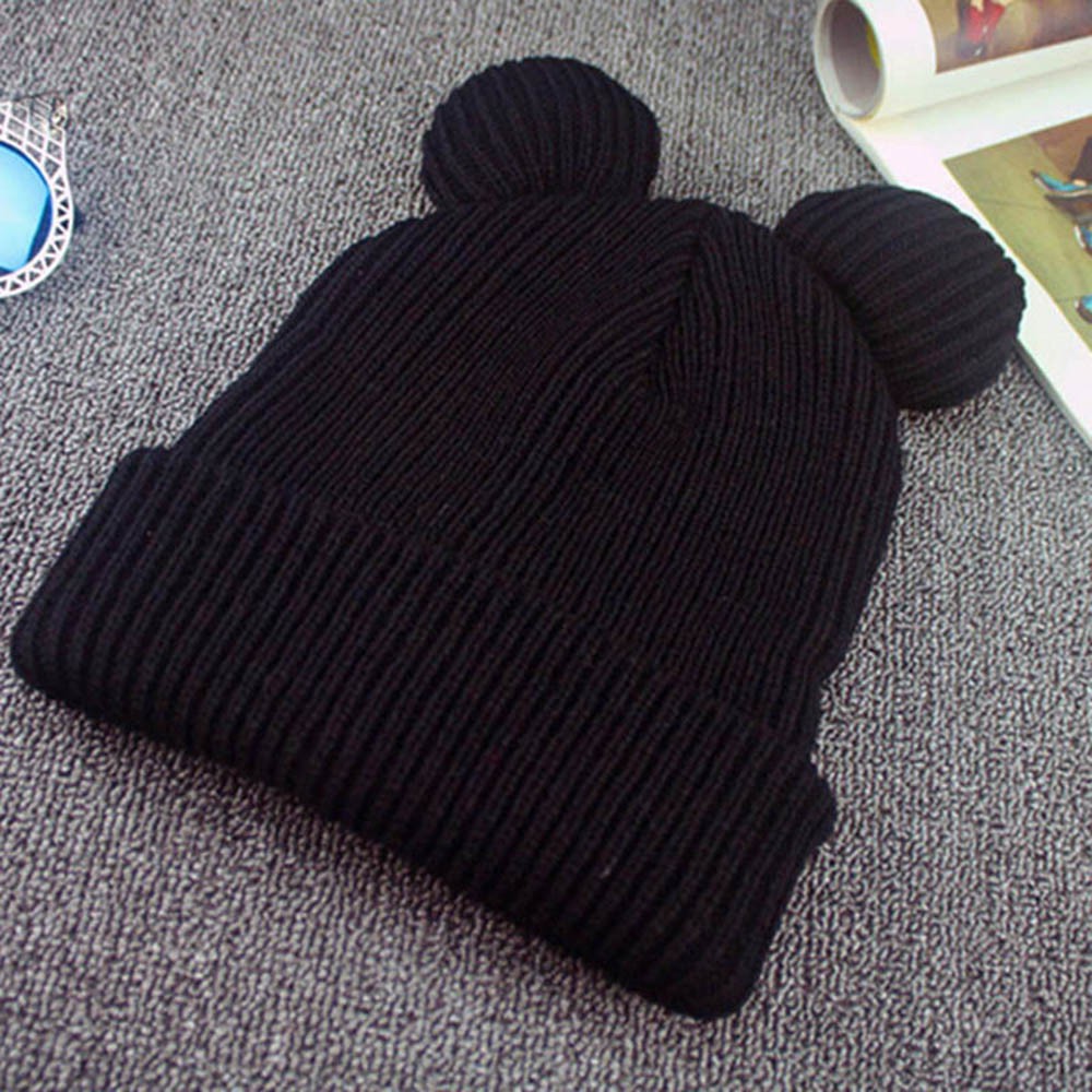 Mũ len beanie tai gấu cho nữ