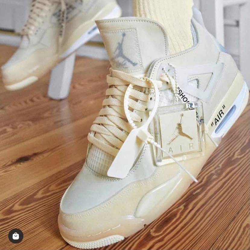 Giày Jordan 4 retro off white kem , Giày sneaker Jordan 4 màu vàng kem siêu hot mới nhất