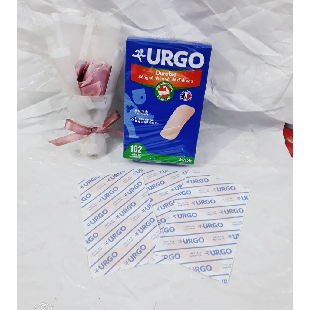 Băng cá nhân URGO (Thái Lan) băng vải có độ dính cao, co giãn tốt giúp bảo vệ tốt các vết thương, vết trầy xước, rách da
