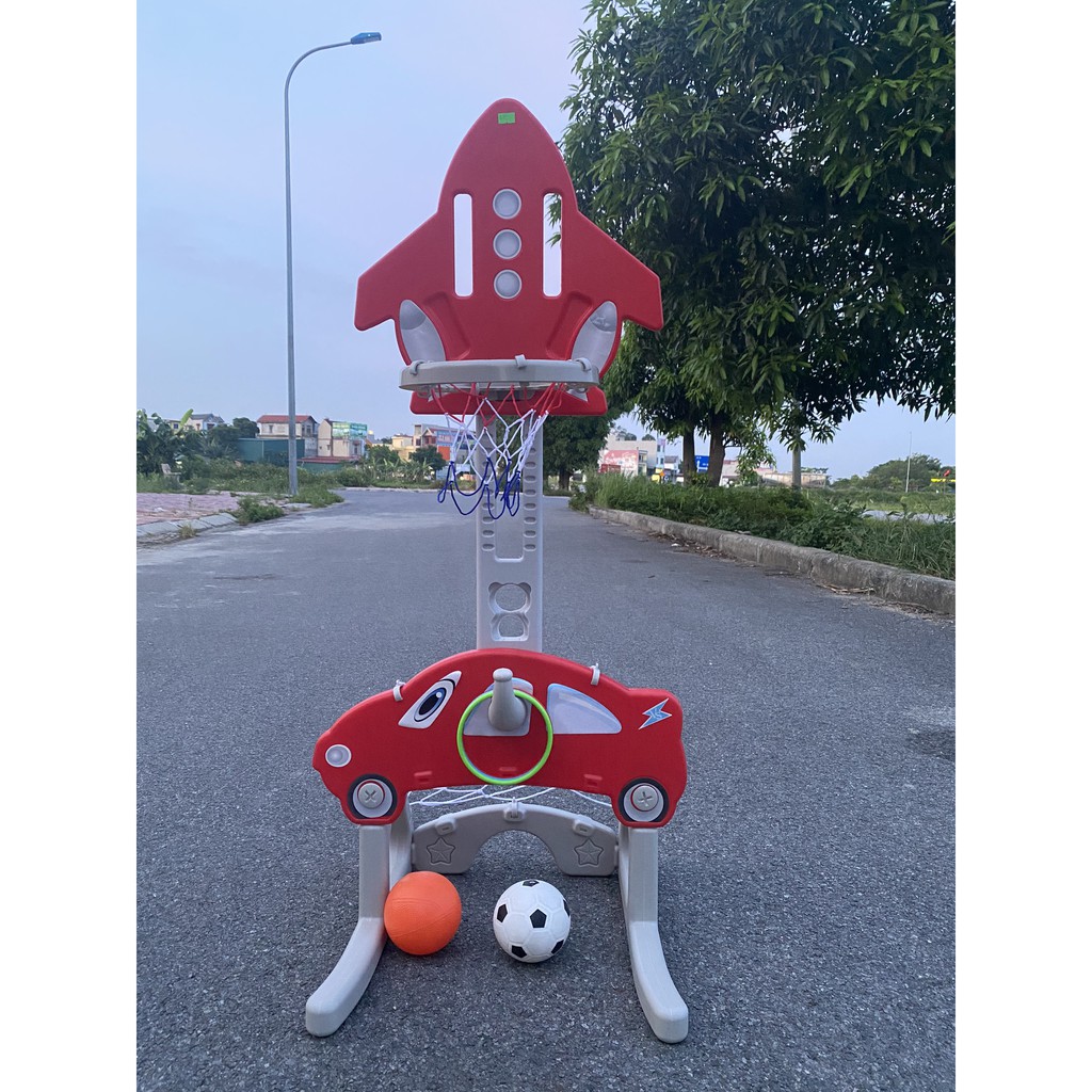 Bộ đồ chơi thể thao cho bé đa năng bóng đá, ném vòng, bóng rổ nâng hạ độ cao