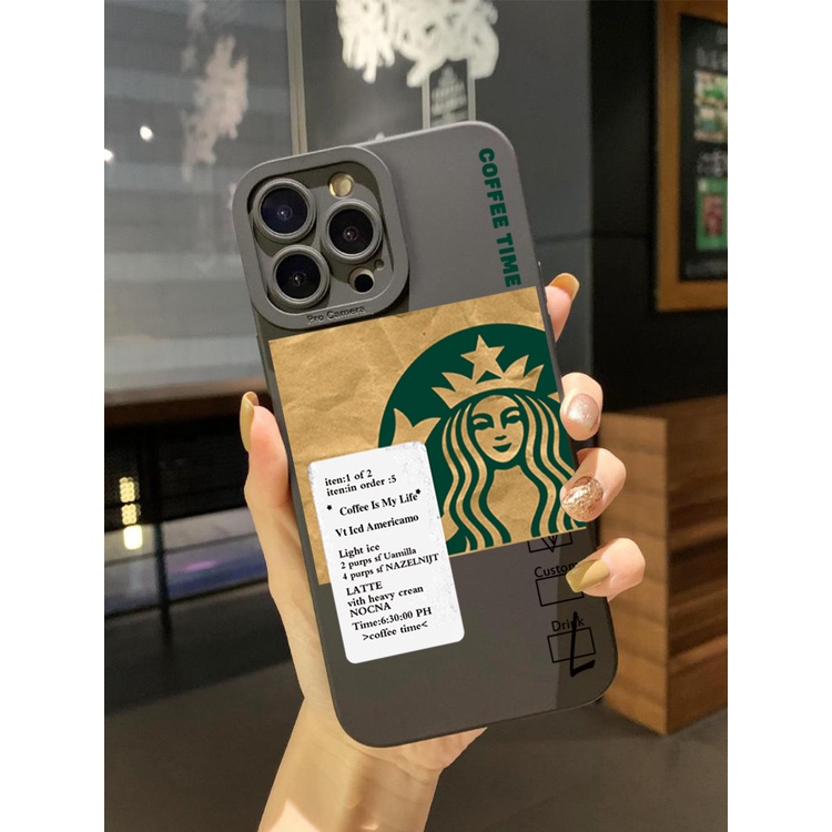 Ốp Điện Thoại Cạnh Vuông In Hình Starbucks Cho Samsung Galaxy S22 Plus Note 20 Ultra S21 FE S20