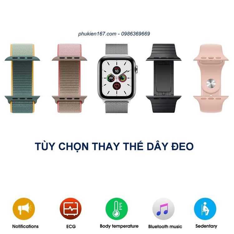 [Smart Watch W46] Đồng hồ thông minh w46 Seri 6 - Thay hình nền cá nhân - Pin 5 ngày - Có tiếng việt - Theo dõi sức khỏe