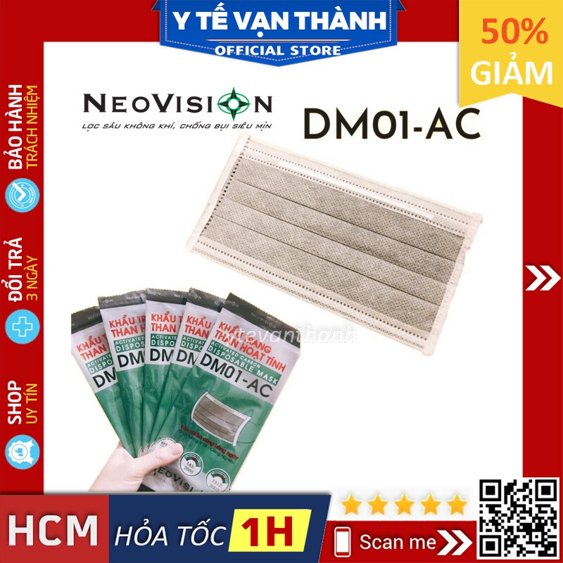 ✅ [CÓ SẴN!!!] [CHÍNH HÃNG] Khẩu Trang Y Tế- Neovision DM01-AC Than Hoạt Tính (Bịch 1 Cái) -VT0322