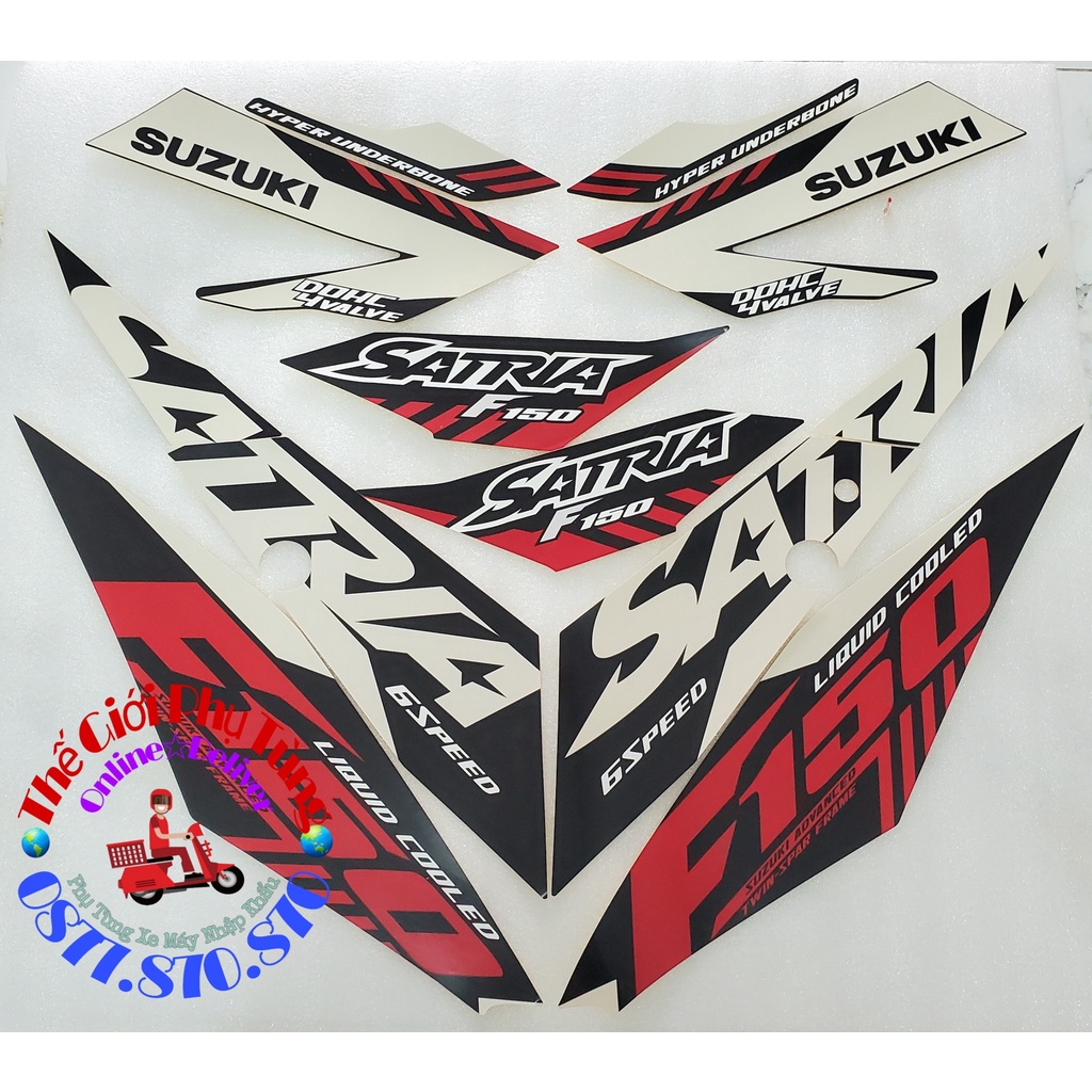 Bộ tem Satria Fi trắng 2021 Zin Suzuki Indo - 68019-12KF0-B87