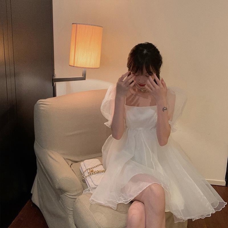 Váy Nữ, Váy Babydoll Voan Tay Phồng Style Tiểu Thư Công Chúa, Vải Voan Tơ 2 Lớp Tay Phồng | BigBuy360 - bigbuy360.vn