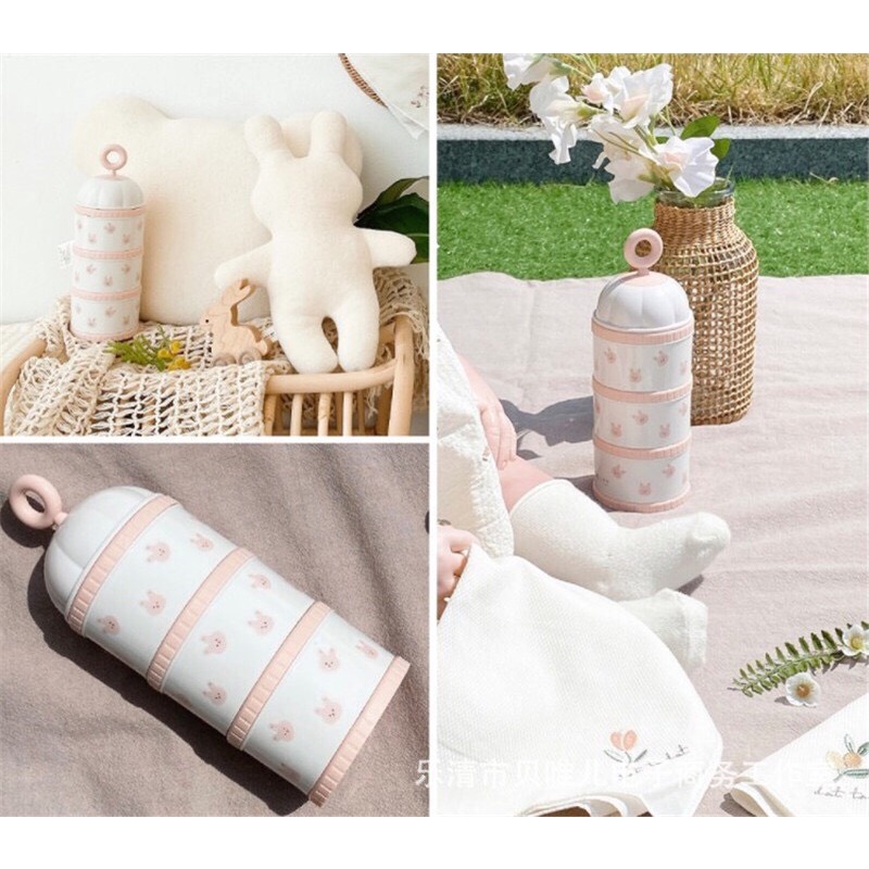 Hộp chia SỮA VÀ THỨC ĂN Họa tiết 3 ngăn TGM Nội địa HÀN QUỐC
