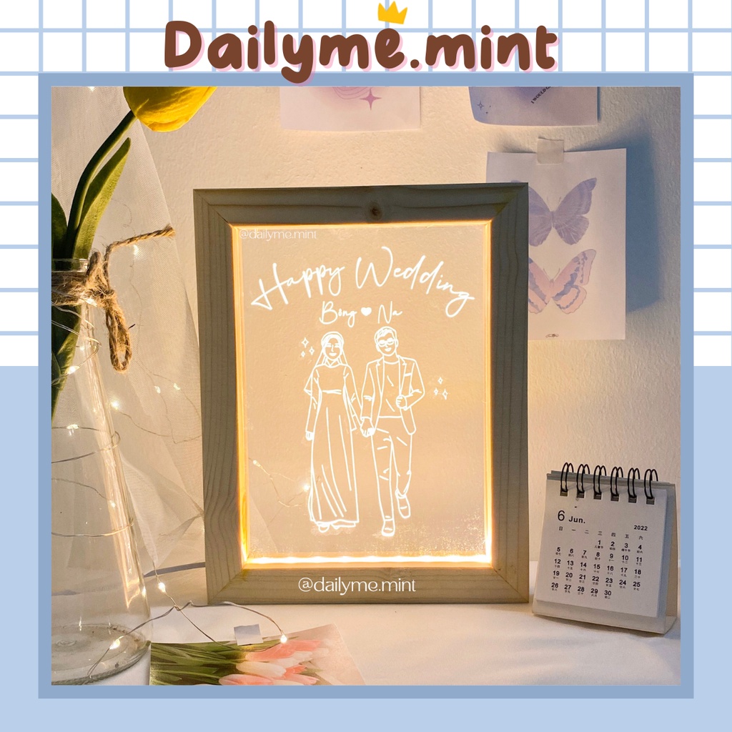 Khung Tranh Đèn Led 3D Khắc Ảnh Theo Yêu Cầu - Dailyme.mint
