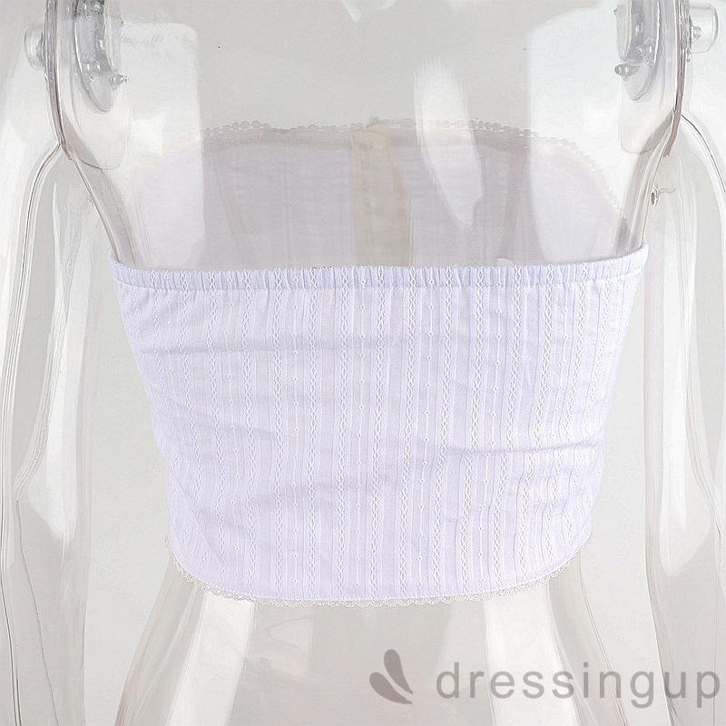 Áo ống dáng ôm trễ vai họa tiết hoa màu trắng size S/ M/ L cho nữ