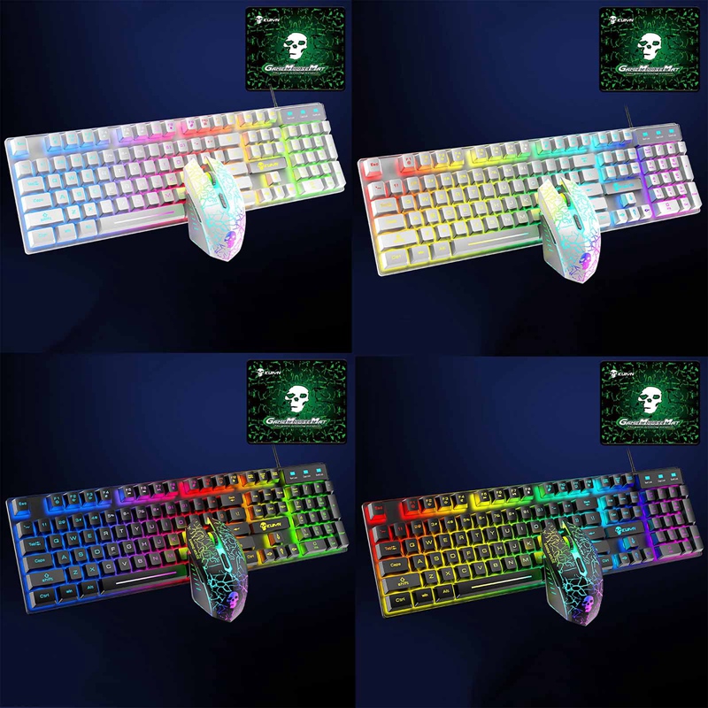 Luminous keyboard and mouse set computer console game manipulator suit-rainbow luminous set