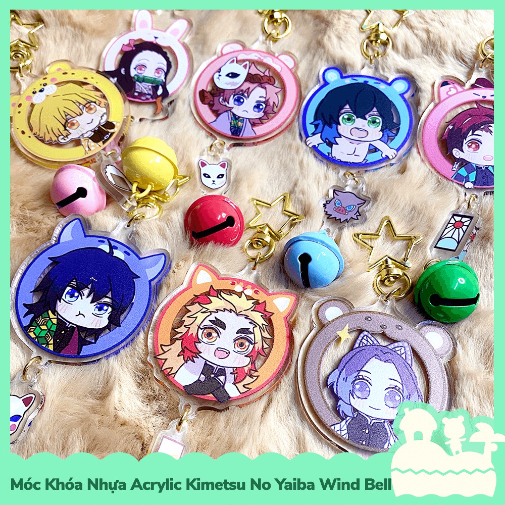 [Sẵn VN - NowShip] Móc Khóa Chuông Gió Keychain Acrylic Nhựa Trong Anime Manga Kimetsu No Yaiba Demon Slayer Wind Bell