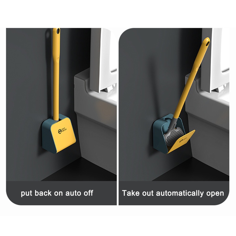 Bàn Chải Vệ Sinh Toilet Bằng Silicone Cán Dài Chống Rò Rỉ Tiện Dụng