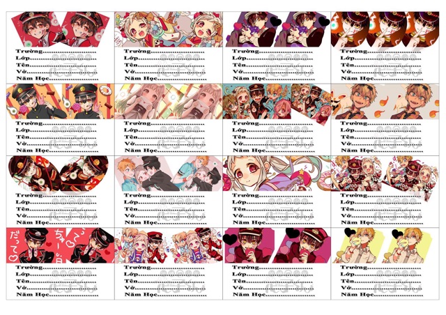 16 Nhãn vở jibaku shounen hanako-kun có đề can dán