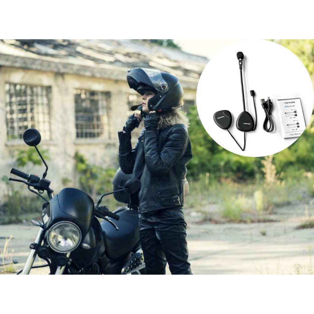 [HOT] Tai Nghe Bluetooth Vnetphone Xe Máy V1-2A có mic đội mũ Bảo Hiểm Không Dây Tự Động và nhận Cuộc Gọi Điện Thoại