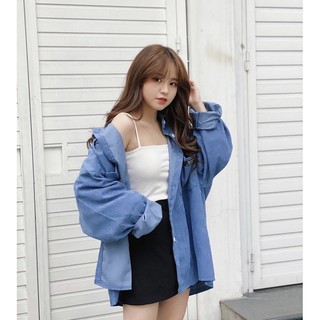 Sơmi Nhung Gân Oversize