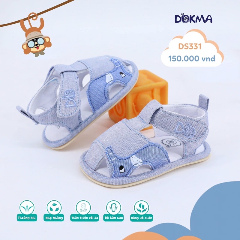 Dép vải đế kếp tập đi cho bé Dokma