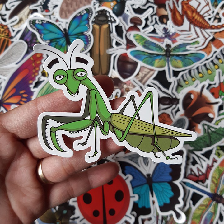 Bộ Sticker dán cao cấp chủ đề CÔN TRÙNG - Dùng dán Xe, dán mũ bảo hiểm, dán Laptop...