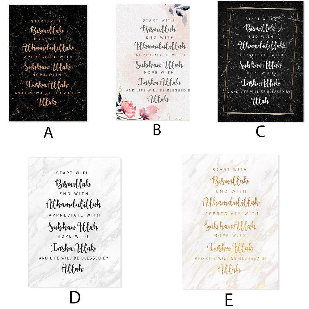 LET Tranh Vải Canvas Treo Tường Họa Tiết Bismillah Đạo Hồi Ấn Tượng