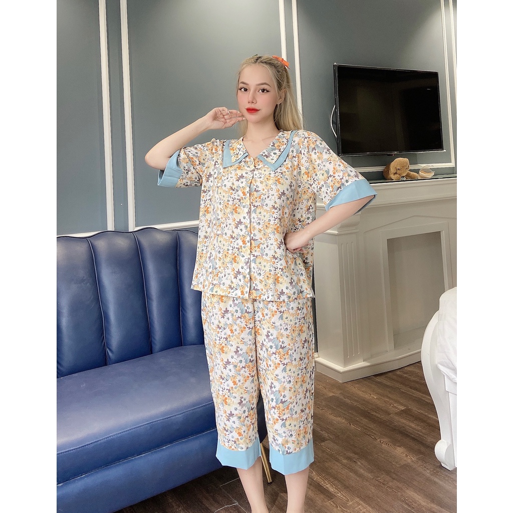 Đồ Bộ Mặc Nhà VAYO,  Bộ Pijama Lụa Nữ Cao Cấp Quần Lửng Thời Trang Lụa Mềm Đẹp Ngắn Tay Dưới 70kg Có Size M L | BigBuy360 - bigbuy360.vn
