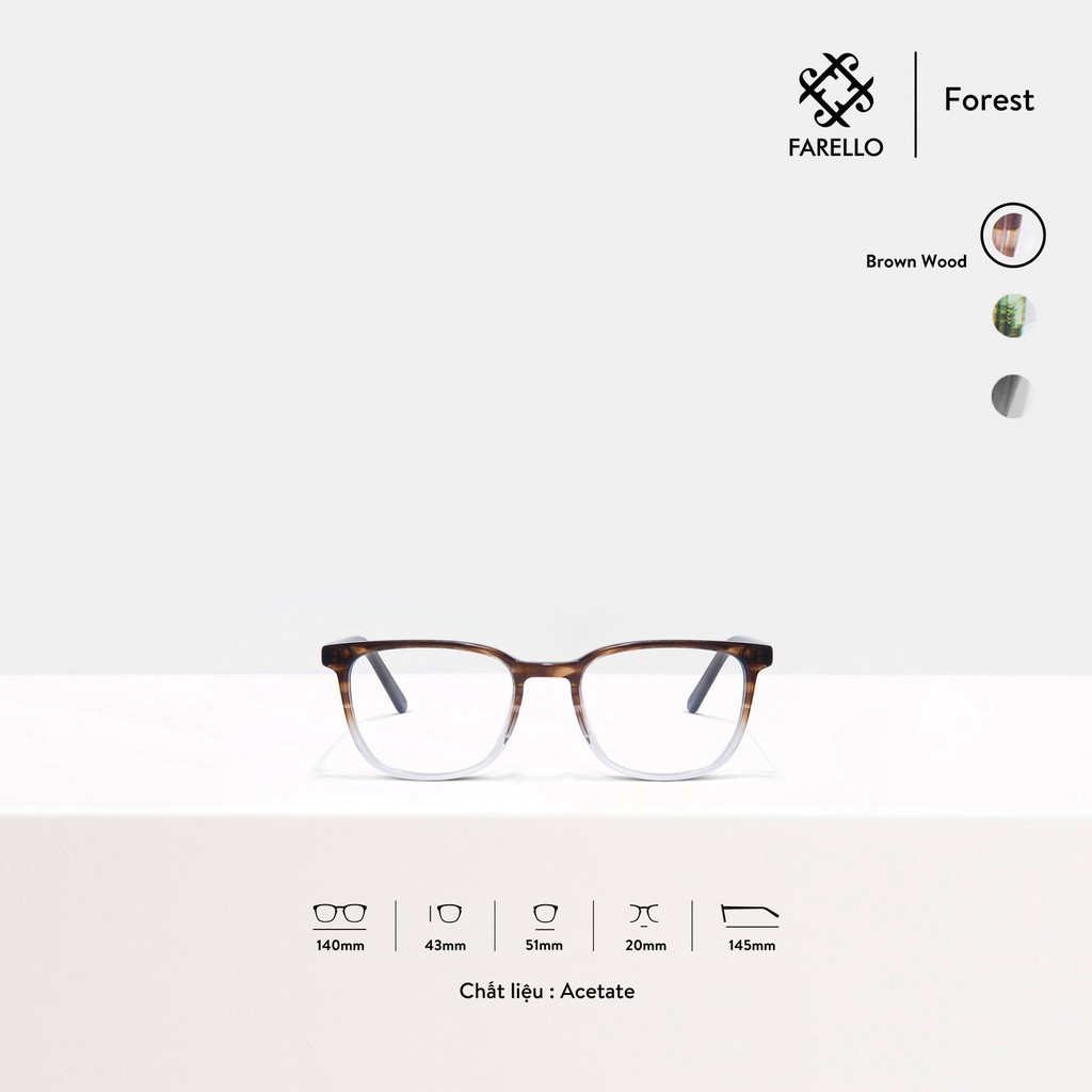 Gọng kính nam nữ cao cấp FARELLO Forest mắt vuông bo tròn Acetate màu sắc thời trang | BigBuy360 - bigbuy360.vn