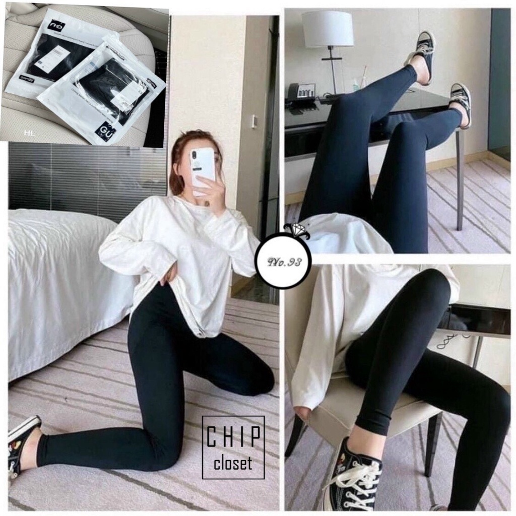 Quần Legging - Quần Legging Nữ GU Cạp Chun Bản To Chất Cotton Co Giãn Siêu Tốt - GU001