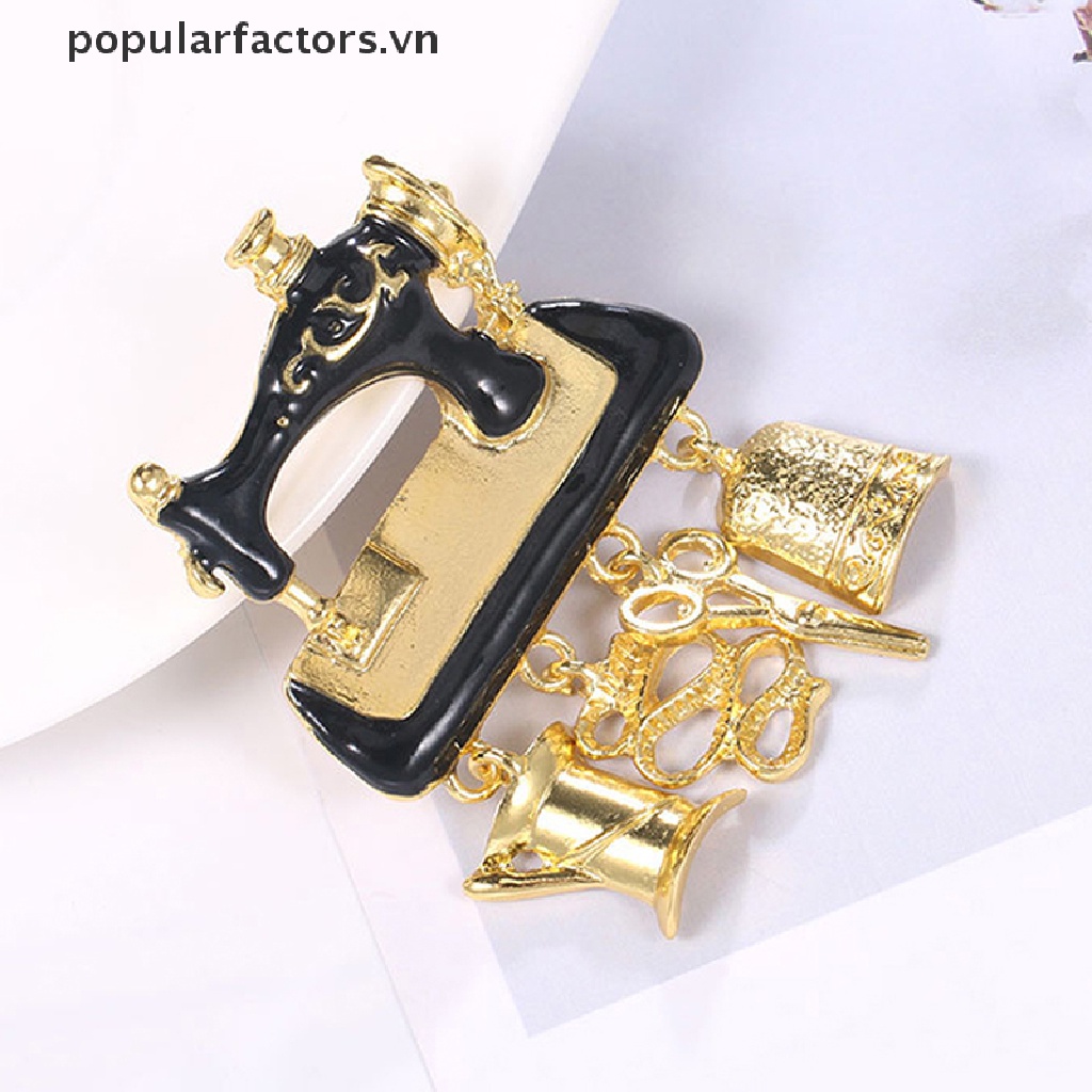 1 Ghim Cài Áo Hình Máy May Phong Cách Vintage Mạ Vàng