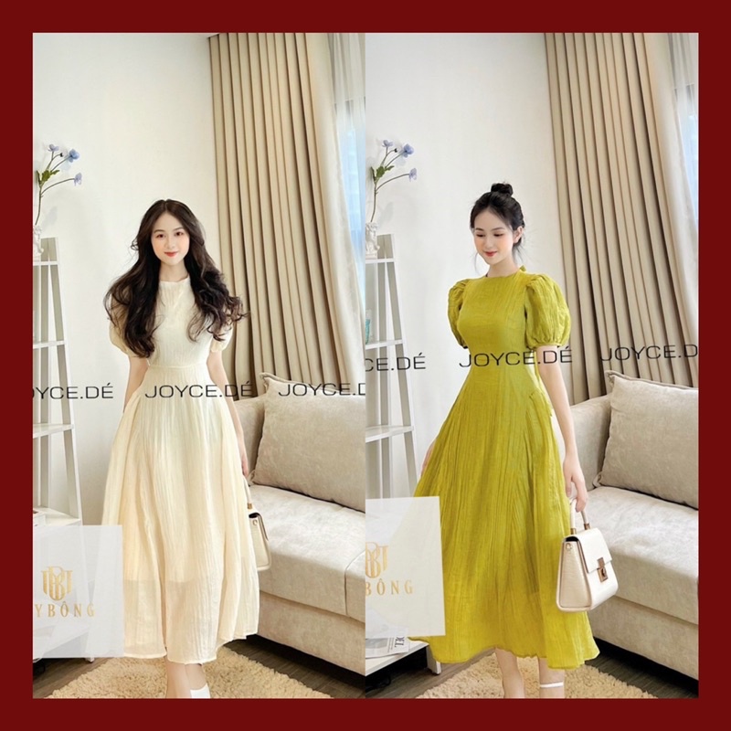 Váy thiết kế đũi tơ hở lưng thắt nơ dáng xòe dài tiểu thư nhẹ nhàng