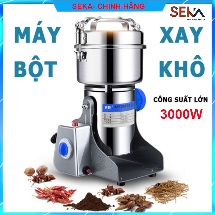 [BẢO HÀNH 5 NĂM] Máy Xay Bột Khô, nghiền ngũ cốc, thuốc bắc siêu mịn cao cấp loại 800gr SEKA - công suất 3000w