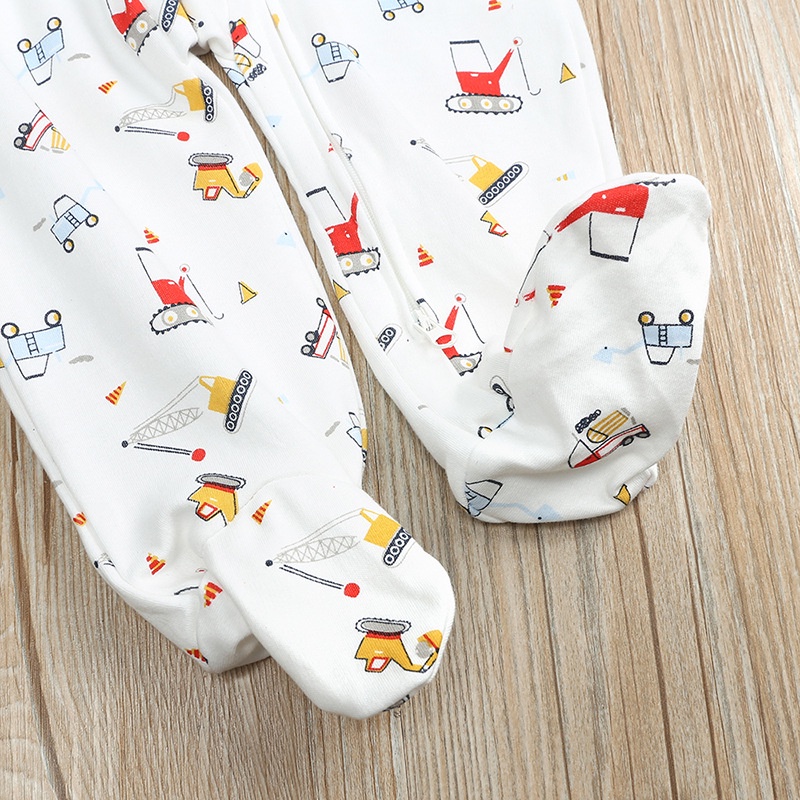 Bộ Áo Liền Quần Cotton Dài Tay Có Khóa Kéo Cho Bé Sơ Sinh 0-18 Tháng Tuổi