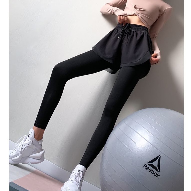 Quần Đùi Kèm Quần Legging Dài Co Giãn Đồ Tập Nữ Gym Yoga Zumba Aerobic Rẻ Đẹp GYMSTORE 708