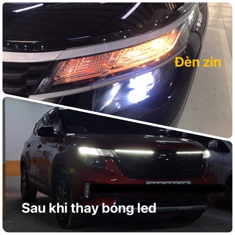 Bóng led sáng trắng thay cho đèn demi Seltos bản thiếu