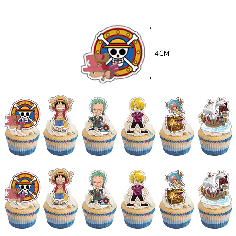 Bộ phụ kiện trang trí bánh kem chủ đề One Piece Luffy độc đáo cho tiệc sinh nhật