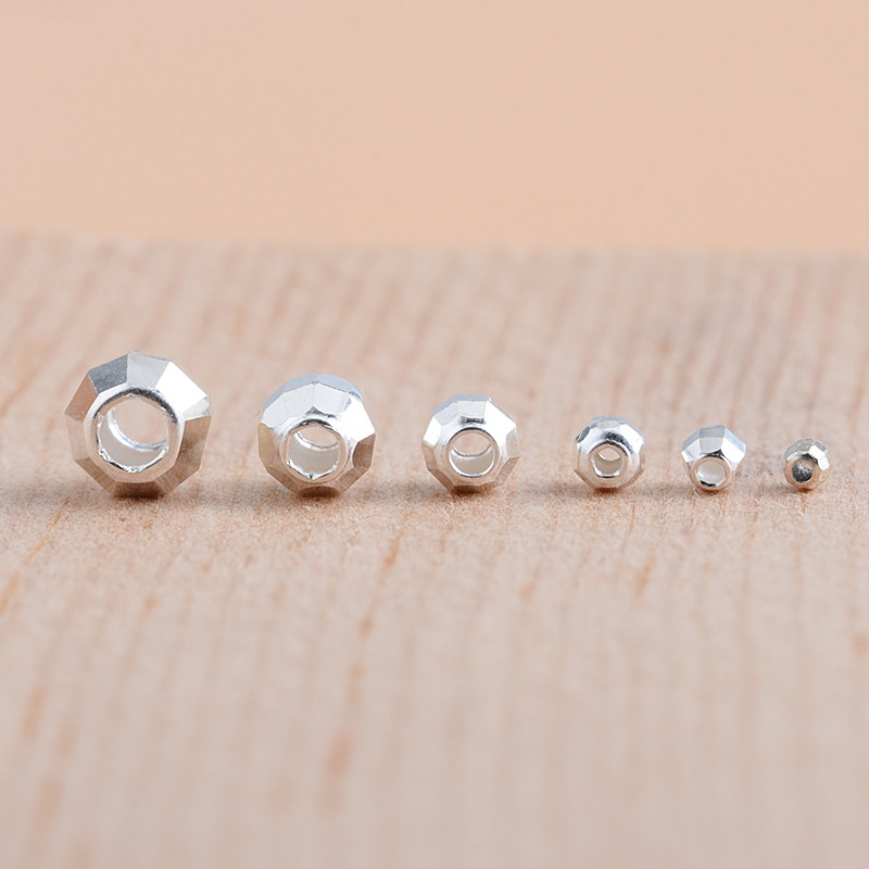 █diy゜ S925 Bạc●Bộ Hạt Tròn Bạc S925 Dùng Làm Trang Sức Thủ Công