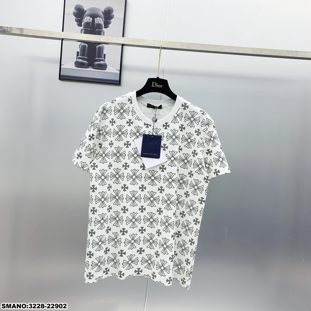 Áo Phông Nam Họa Tiết Hoa Vải Cotton Mát Mịn - Áo Thun Nam LV In Họa Tiết Cao Cấp