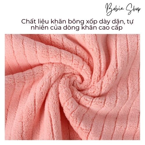 Khăn tắm lông cừu san hô, hàng Xuất Nhật 2023 vân kẻ sọc siêu dày, siêu mềm mịn cho da của gia đình 70x140cm